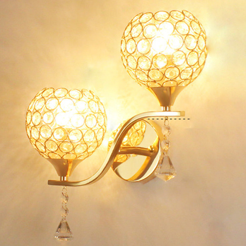 Living Room Wall Sconce Modern Golden Wall Lamp with Ball Crystal Shade