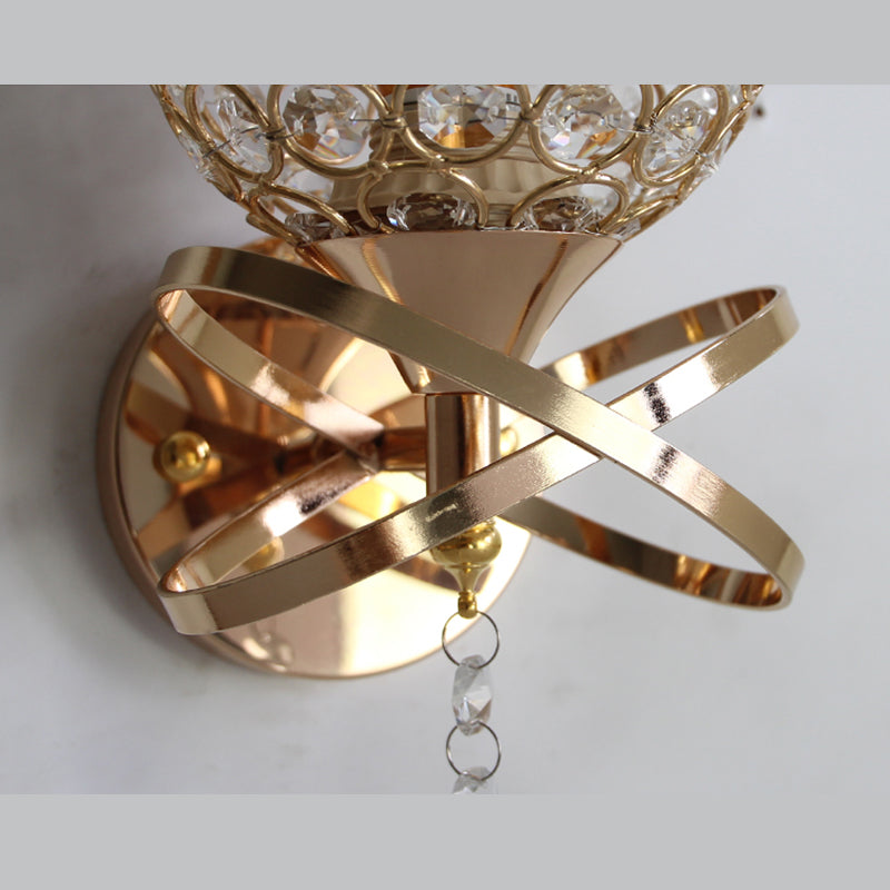 Living Room Wall Sconce Modern Golden Wall Lamp with Ball Crystal Shade