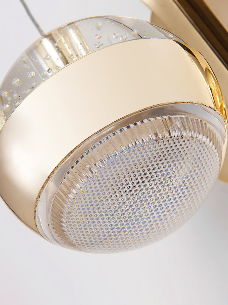 Crystal Spherical Wall Light Sconce Minimalist Gold Finish Wall Light for Bedroom