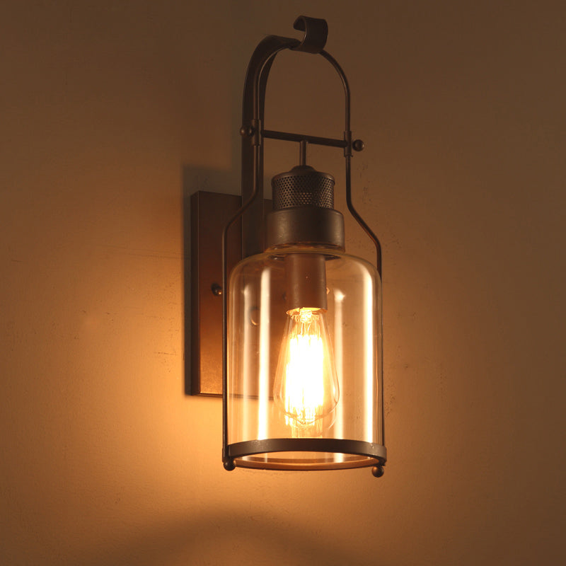1 Light Wall Mounted Light Fixture Industrial Glass Wall Lights for Corridor