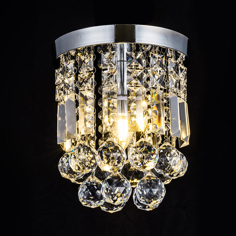 Teardrop Close to Ceiling Lighting Modern Style Crystal Chrome Ceiling Light Fixture