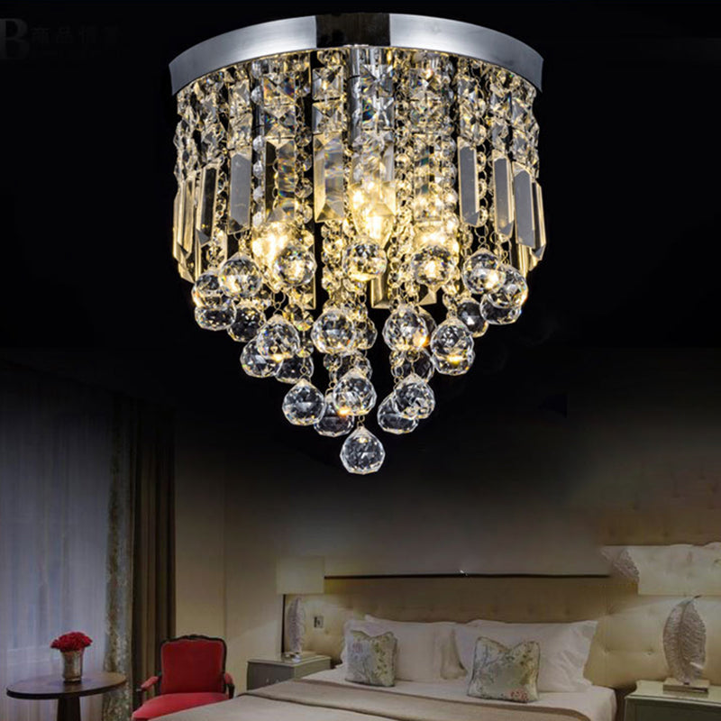 Teardrop Close to Ceiling Lighting Modern Style Crystal Chrome Ceiling Light Fixture