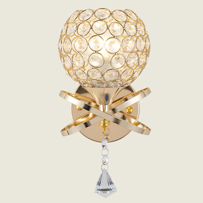 Ball Shade Crystal Wall Light Contemporary Wall Sconce Lighting for Living Room