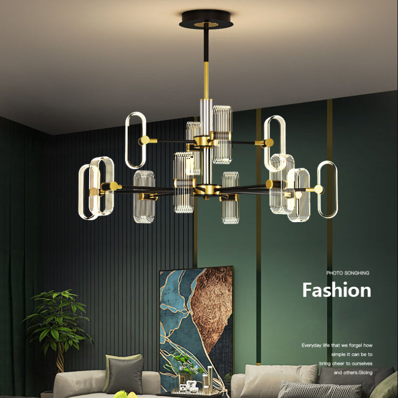 Black Metal Ceiling Hung Fixtures Minimalism LED Sputnik Pendant Lighting