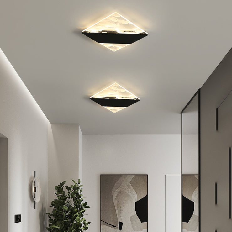 Lámpara de techo de plumas de hierro forjado con montaje empotrado LED geométrico creativo moderno con pantalla acrílica