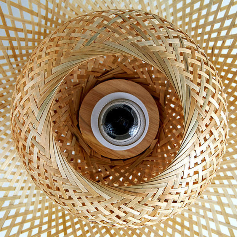 Japanese Style Bamboo Flush Mount 1-Light Ceiling Light Fixture for Dining Room
