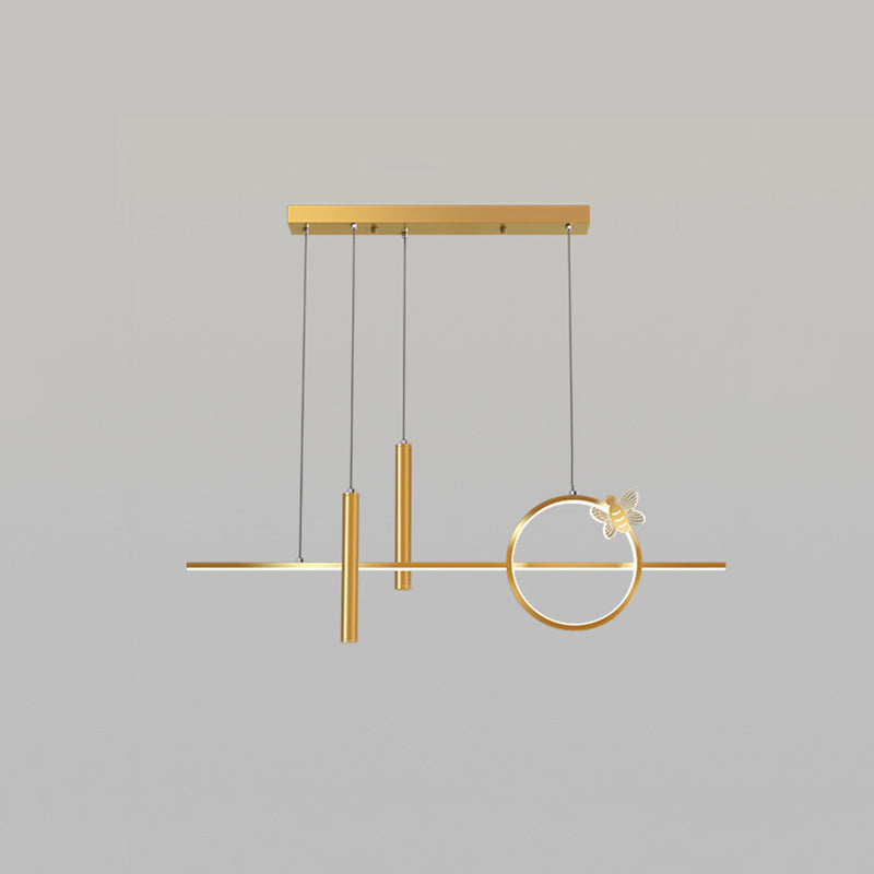 Modern Linear Island Lighting LED Gold Metal Pendant Light Fixture for Dining Room