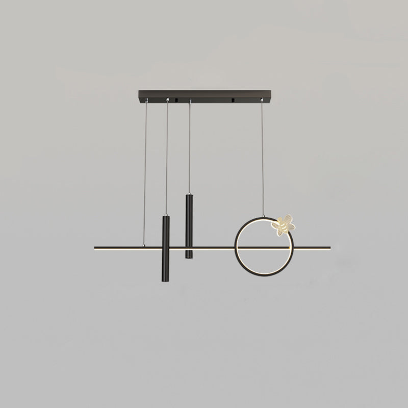 Modern Creative LED Island Pendant Light Aluminium Linear Pendant Light with Acrylic Shade