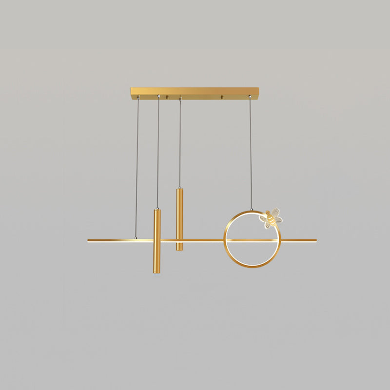 Modern Creative LED Island Pendant Light Aluminium Linear Pendant Light with Acrylic Shade