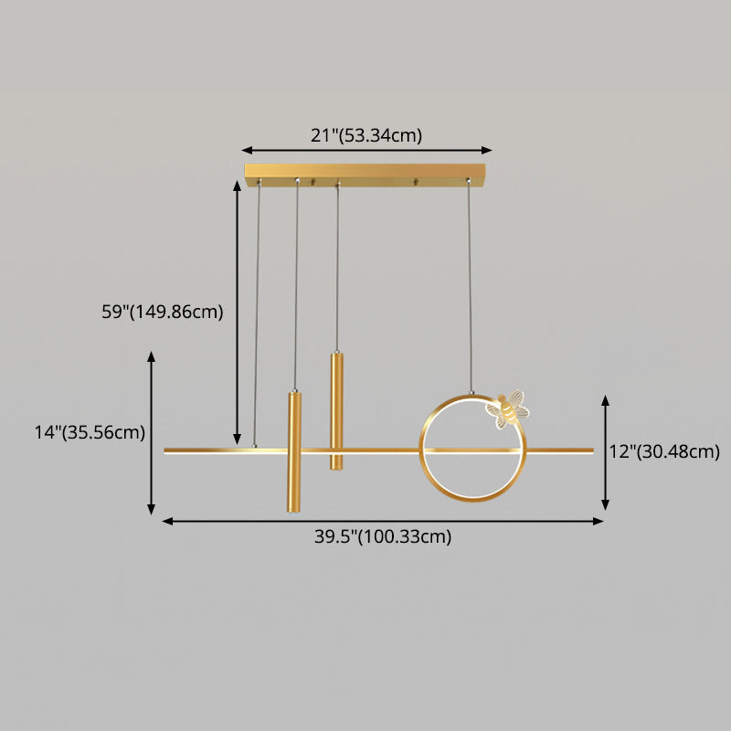 Luz de aluminio colgante colgante de LED creativa moderna Luz lineal de aluminio con sombra acrílica