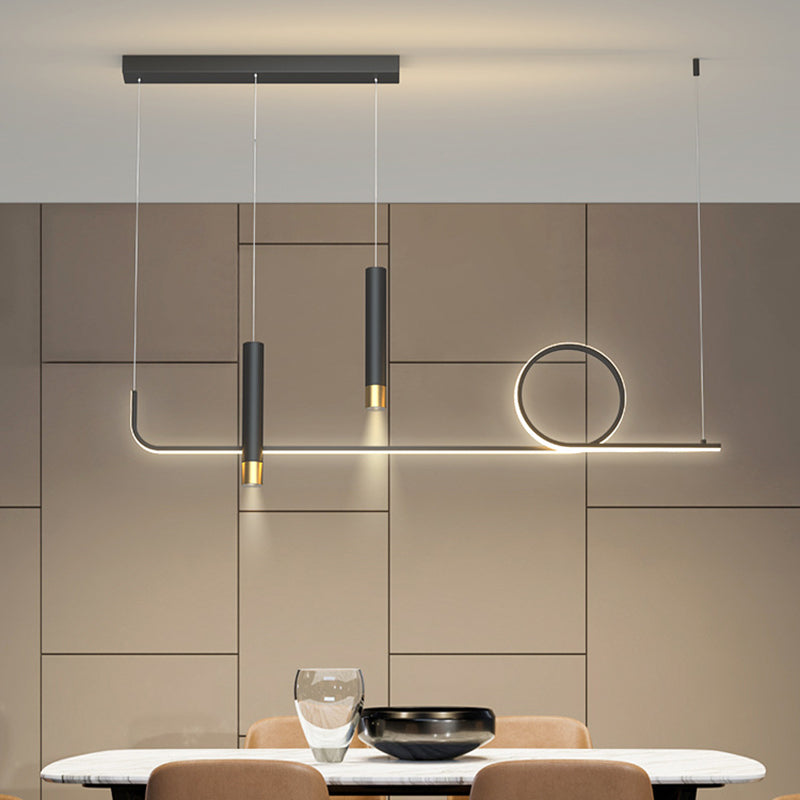 Silica Gel Linear LED Island Light in Modern Concise Style Aluminium Pendant Light for Dining Room