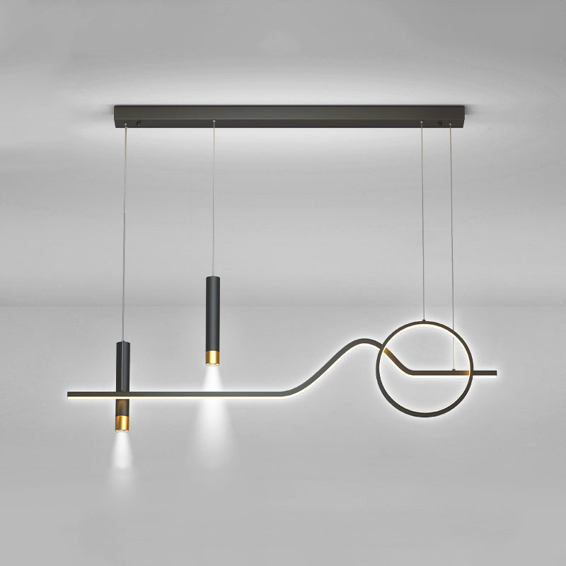 Modern Simplicity Linear LED Island Light Wrought Iron Pendant Light with Silicone Shade