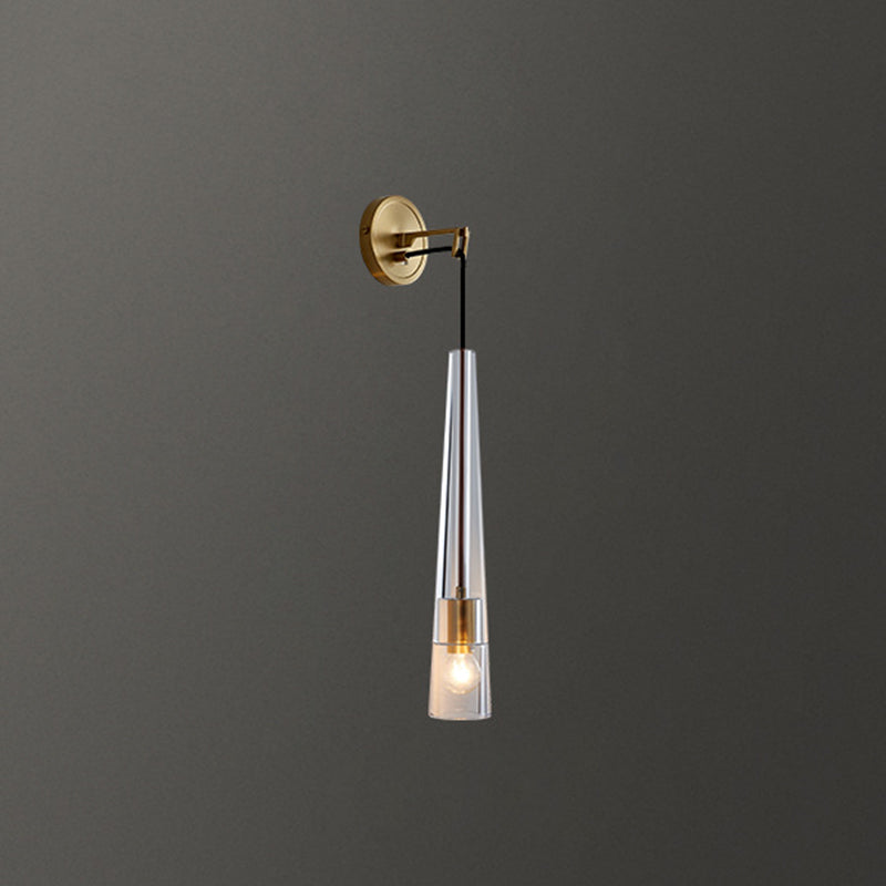 Teardrops Wall Mount Light Fixture Modern Style Crystal 1-Light Sconce Lights in Gold