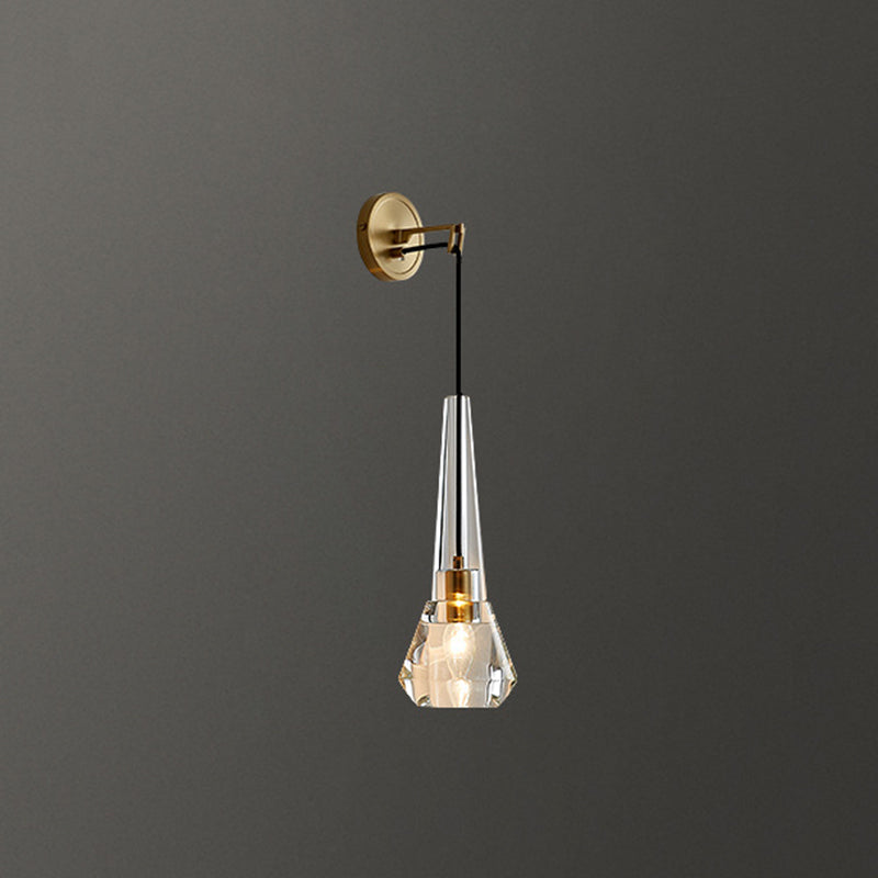 Teardrops Wall Mount Light Fixture Modern Style Crystal 1-Light Sconce Lights in Gold