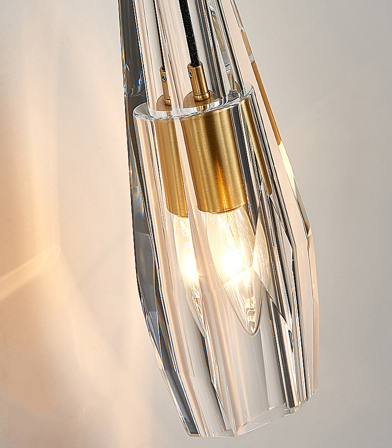 Teardrops Wall Mount Light Fixture Modern Style Crystal 1-Light Sconce Lights in Gold