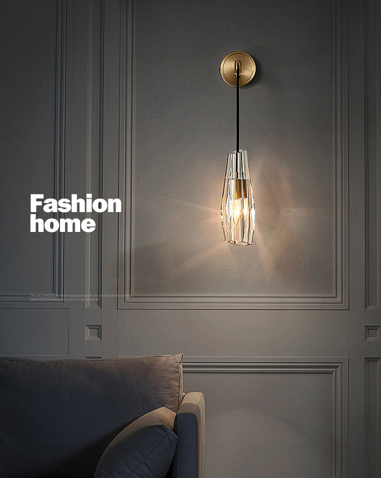 Teardrops Wall Mount Light Fixture Modern Style Crystal 1-Light Sconce Lights in Gold