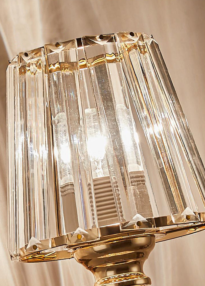 Modern Style Cone Wall Light Sconce Crystal Block 1-Light Wall Mount Lamp in Gold