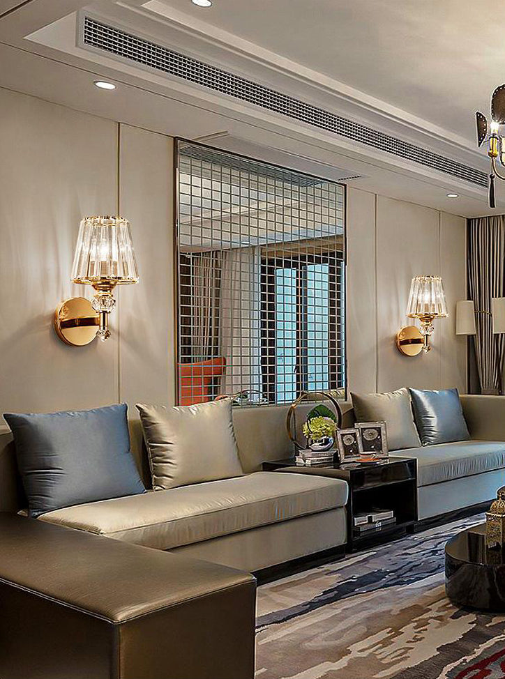 Modern Style Cone Wall Light Sconce Crystal Block 1-Light Wall Mount Lamp in Gold