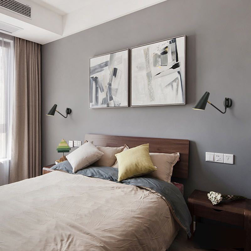 Lucinas de luz de pared cónica de estilo moderno lámparas de pared de 1 luces de metal en negro