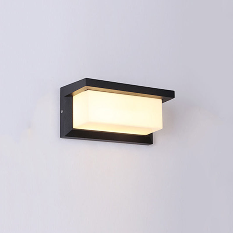 Modern Simple Style Rectangle Shade Wall Sconce Metal 1 Light Sconces inBlack