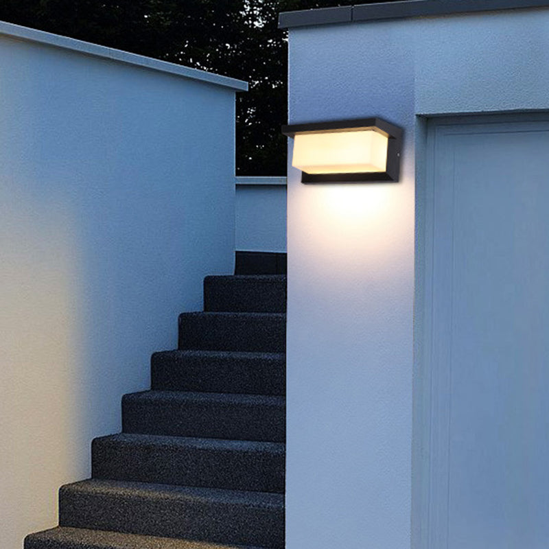 Modern Simple Style Rectangle Shade Wall Sconce Metal 1 Light Sconces inBlack