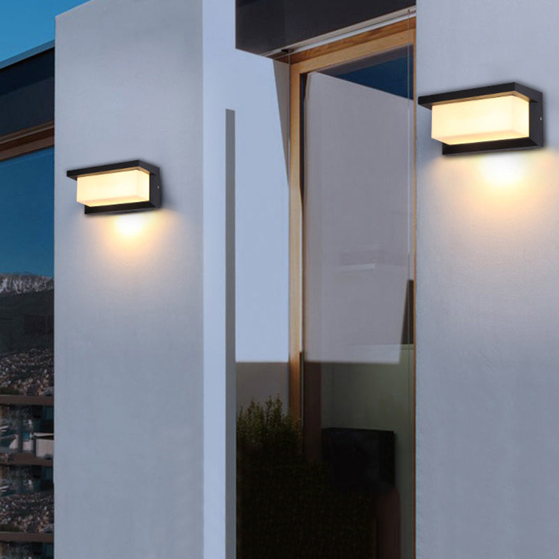 Modern Simple Style Rectangle Shade Wall Sconce Metal 1 Light Sconces inBlack