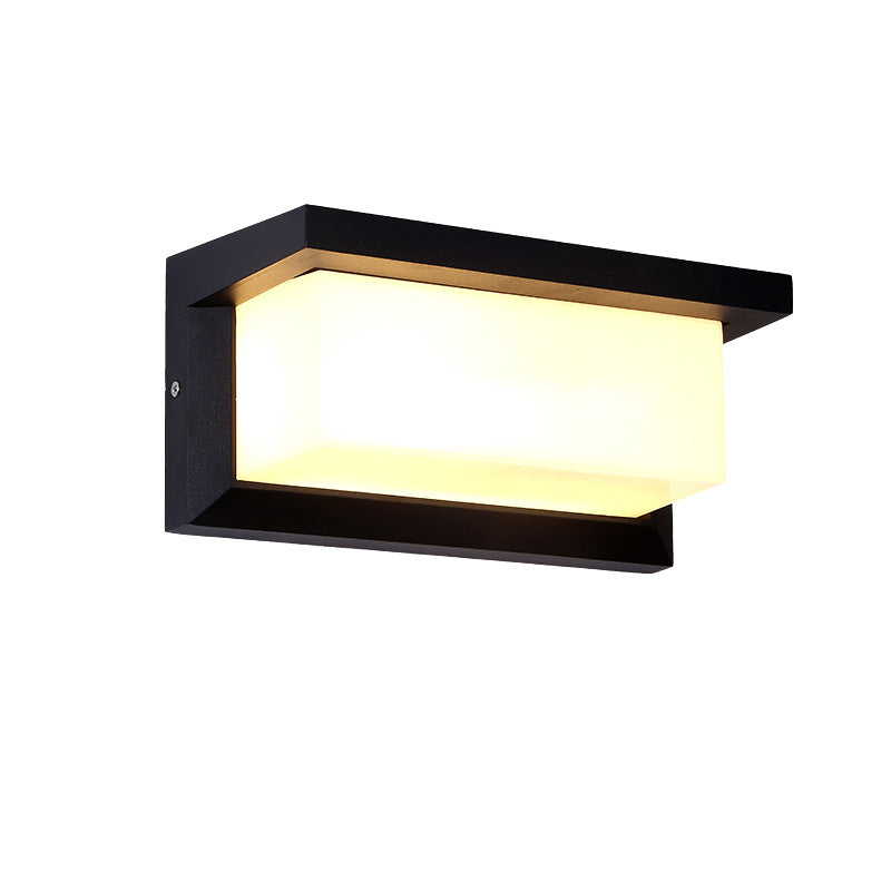 Modern Simple Style Rectangle Shade Wall Sconce Metal 1 Light Sconces inBlack
