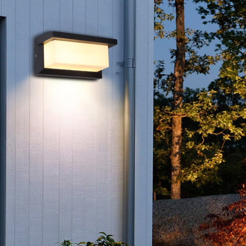 Modern Simple Style Rectangle Shade Wall Sconce Metal 1 Light Sconces inBlack