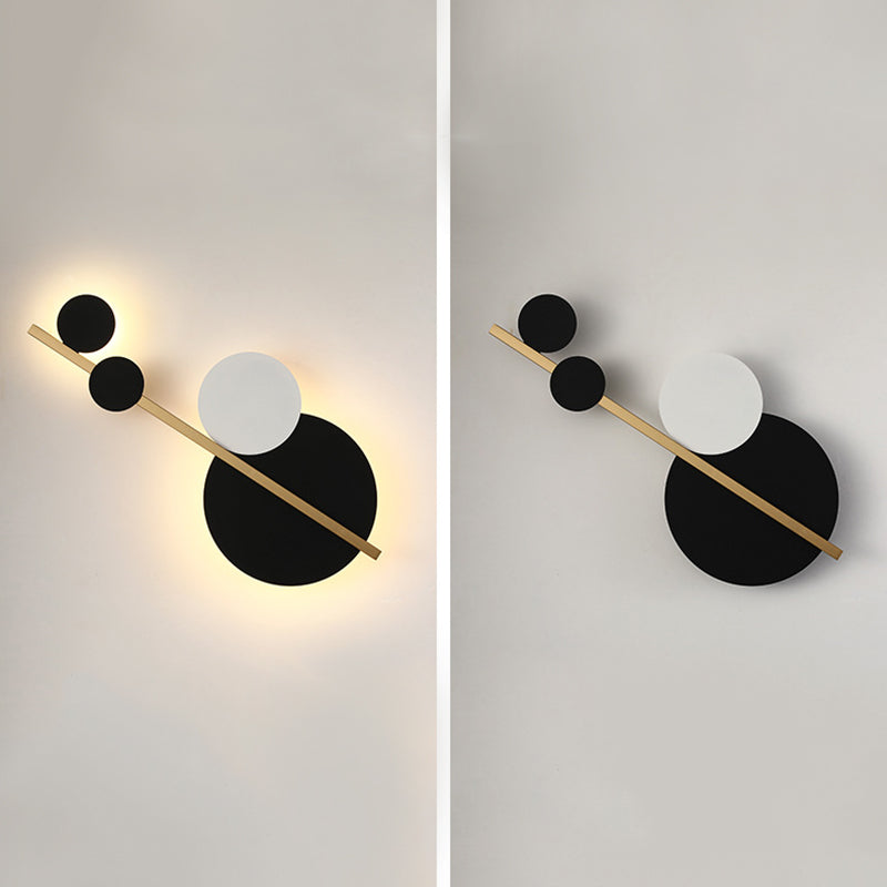 2-Lights Round Wall Sconce Modern Simple Style Metal Wall Lighting in White and Black