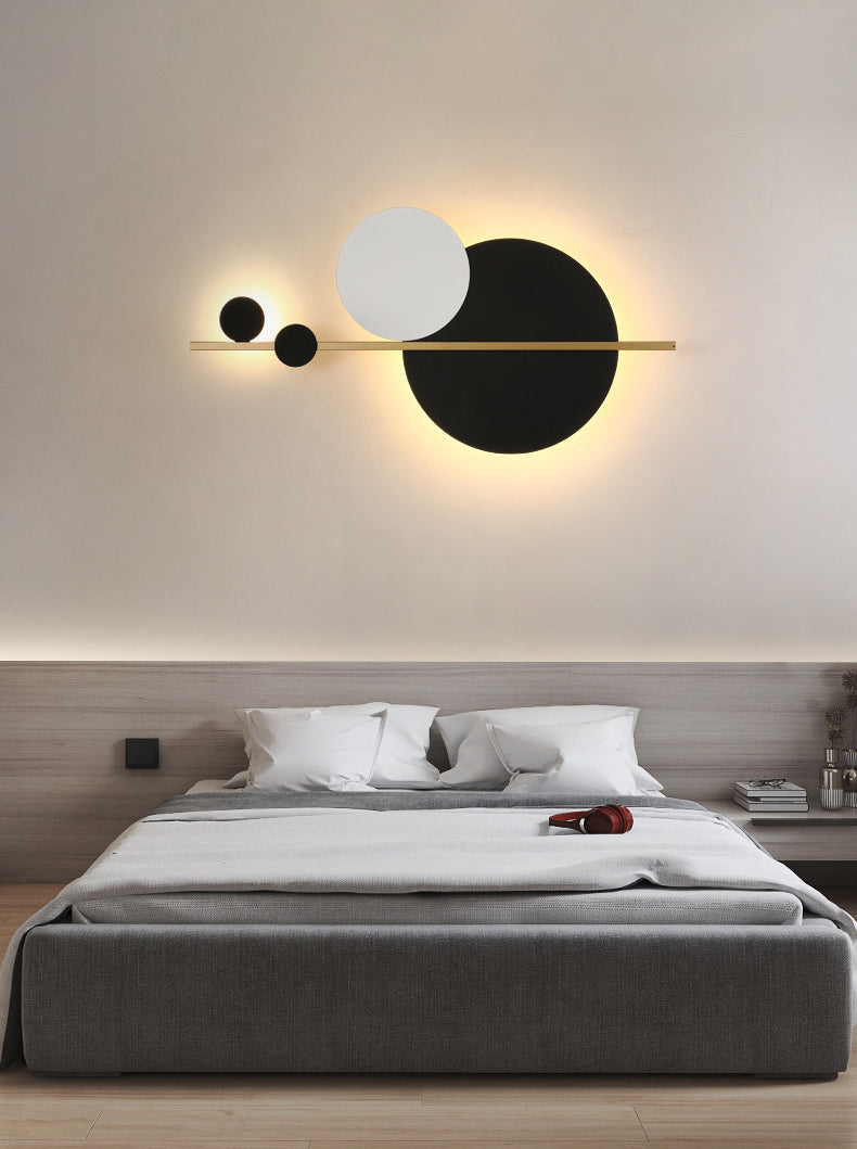 2-Lights Round Wall Sconce Modern Simple Style Metal Wall Lighting in White and Black