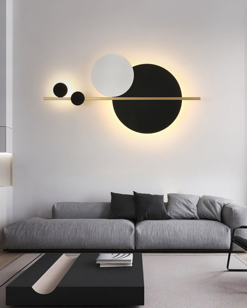 2-Lights Round Wall Sconce Modern Simple Style Metal Wall Lighting in White and Black