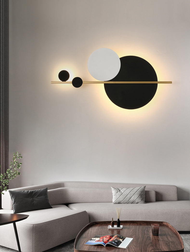 2-Lights Round Wall Sconce Modern Simple Style Metal Wall Lighting in White and Black