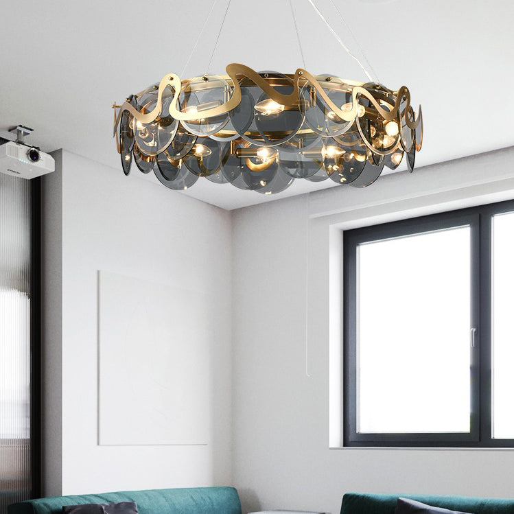 Metal Hanging Pendant Lights Contemporary Circle Hanging Lamps for Living Room
