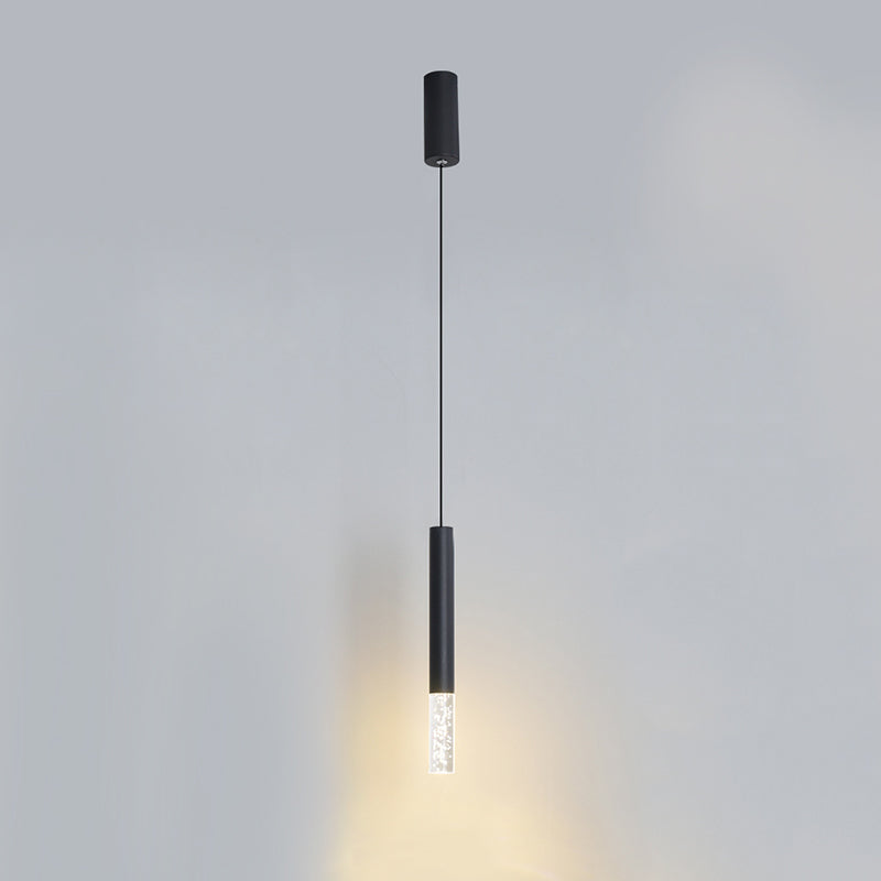 Zwart cilindroid LED hanglamp in moderne eenvoud smeedijzeren hangende lamp met acrylschaduw