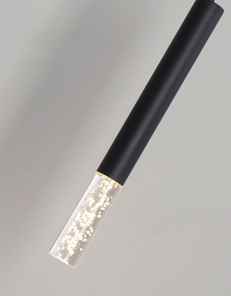 Luz de colgante LED de cilindroide negro en simplicidad moderna Lámpara colgante de hierro forjado con sombra acrílica