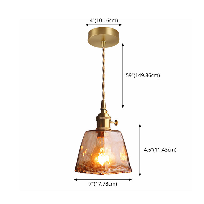 Luminaire de pendentif en verre vintage 1-Light Gold suspendu plafond pour salle à manger