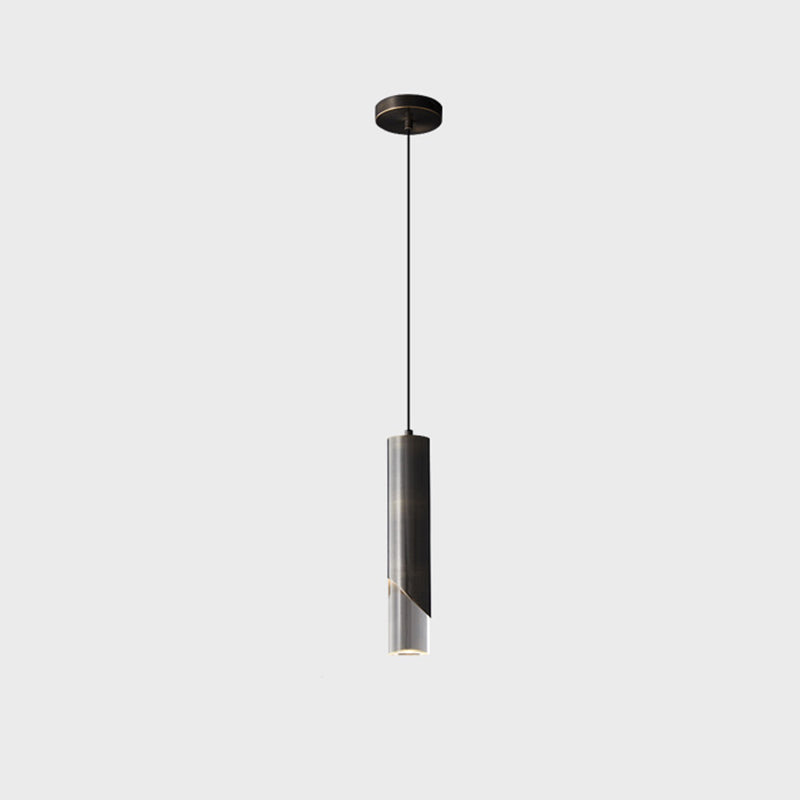 Moderne creatieve LED enkele hanglamp Koperen cilindrische hangende lamp met acrylschaduw