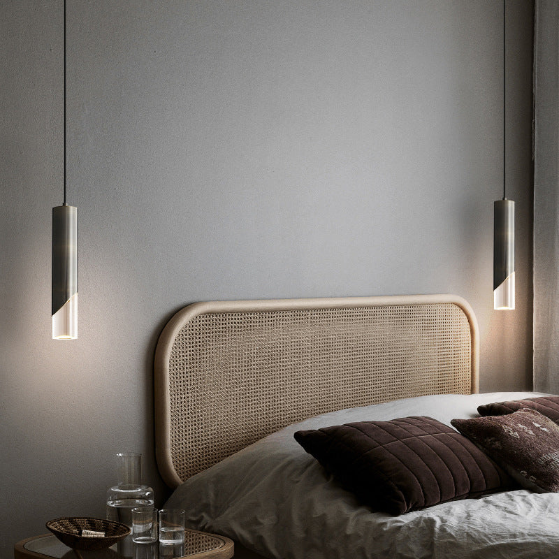 Moderne creatieve LED enkele hanglamp Koperen cilindrische hangende lamp met acrylschaduw