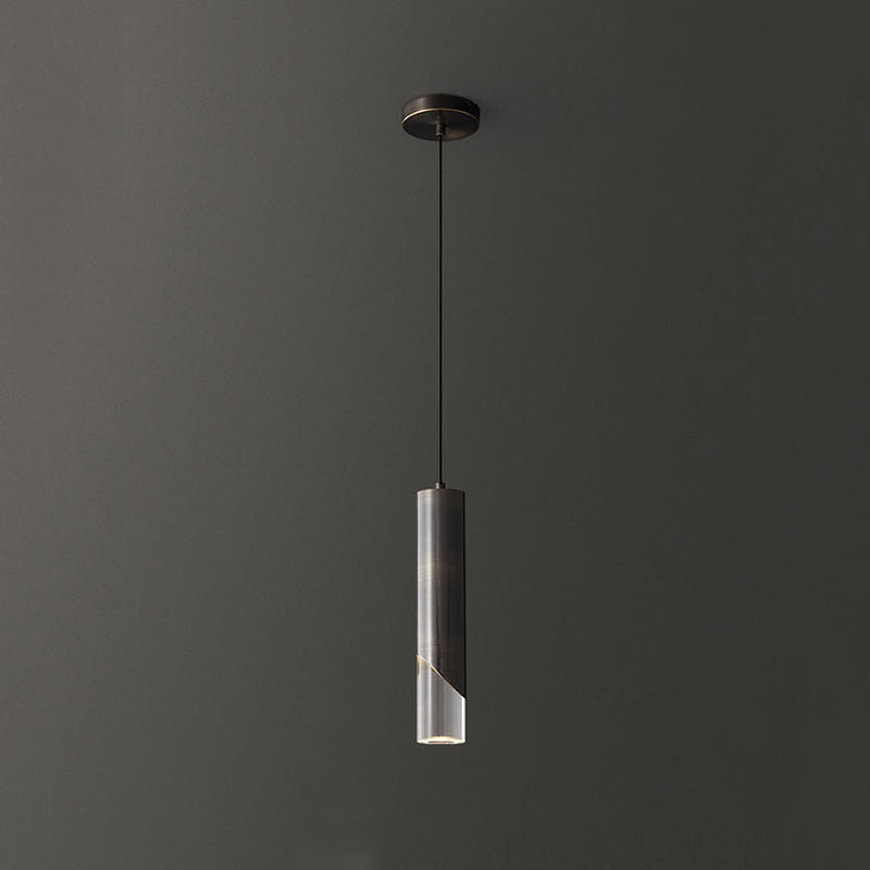 Moderne creatieve LED enkele hanglamp Koperen cilindrische hangende lamp met acrylschaduw