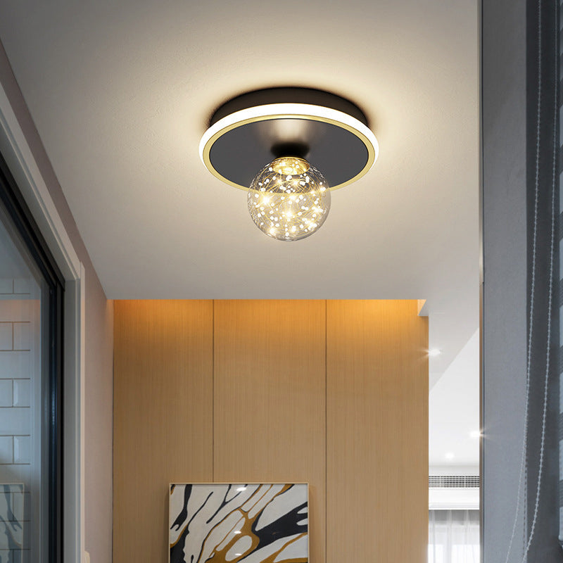Geometric Ceiling Light Fixture Minimalist Metal LED Black Ceiling Mounted Fixture