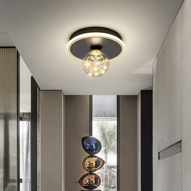 Geometric Ceiling Light Fixture Minimalist Metal LED Black Ceiling Mounted Fixture