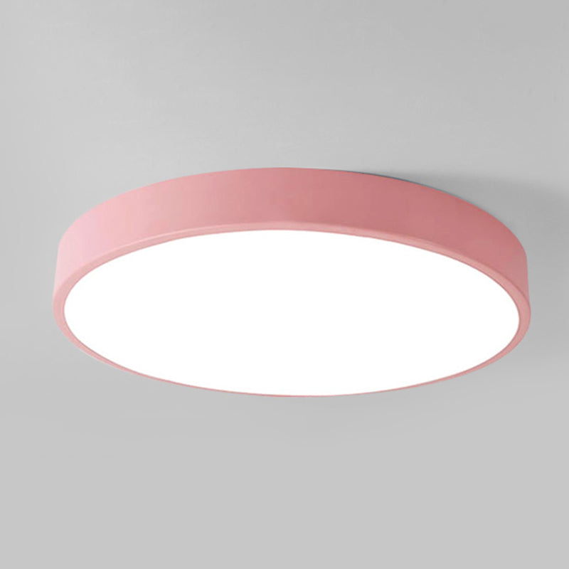 Kleurrijke Macaron Ronde Flush Mount Metallic LED Plafond Licht voor Kids Living Room