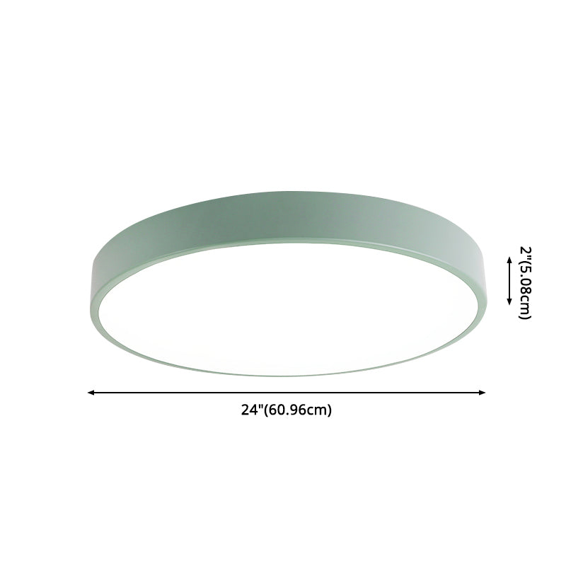 Sala de estar infantil color macarron ronda incrustada lámpara de techo LED de metal