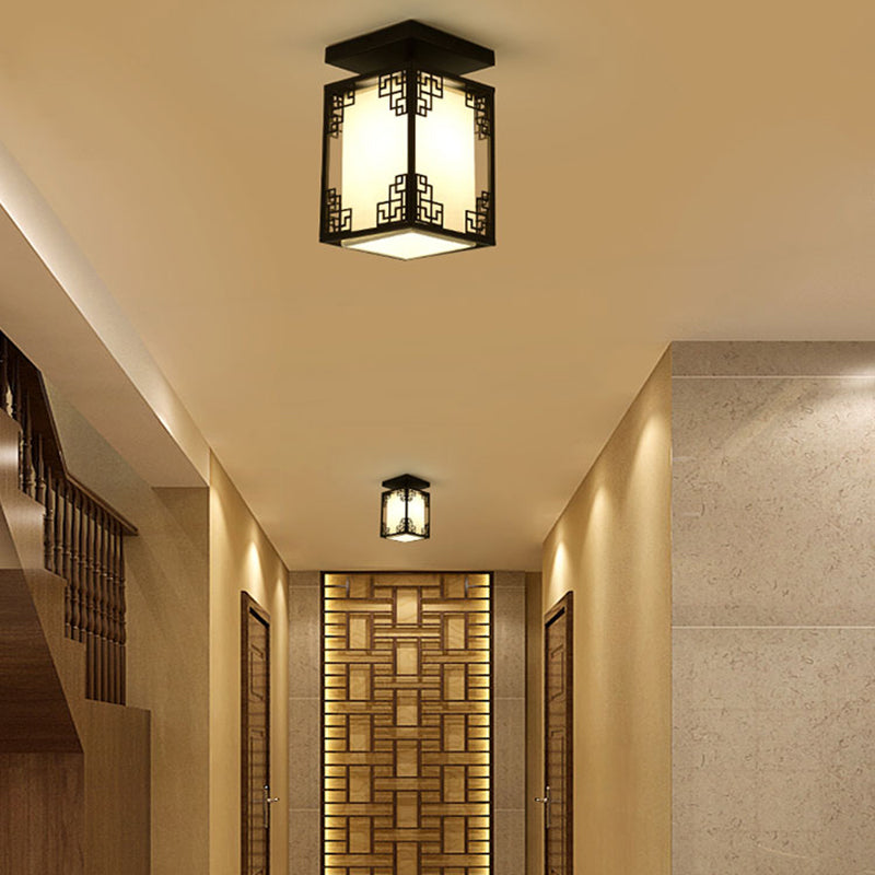 Fabric Close to Ceiling Lighting Rectangle Traditional Ceiling Flush Mount Light