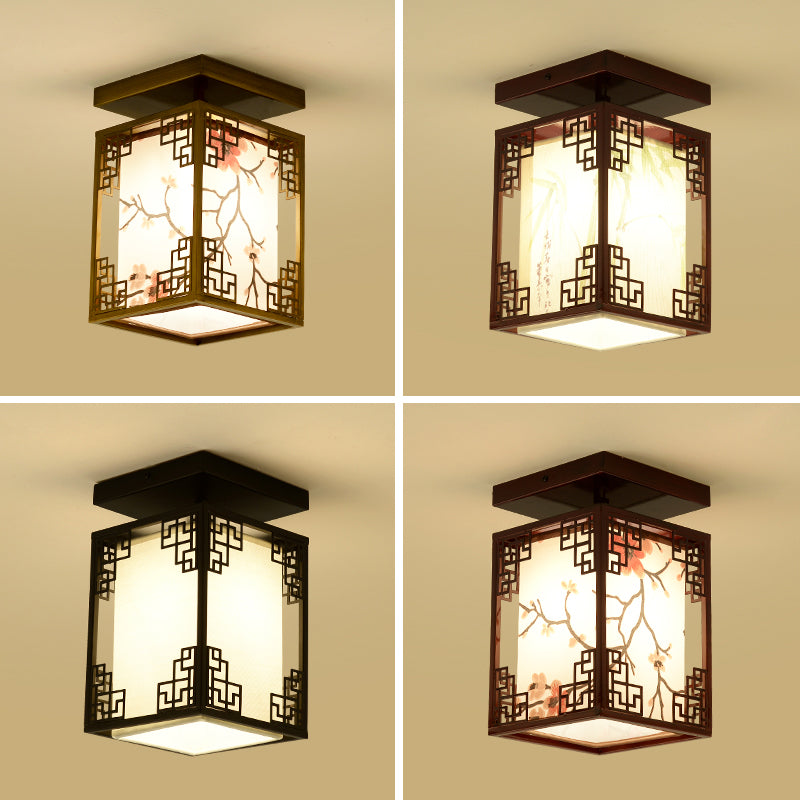Fabric Close to Ceiling Lighting Rectangle Traditional Ceiling Flush Mount Light