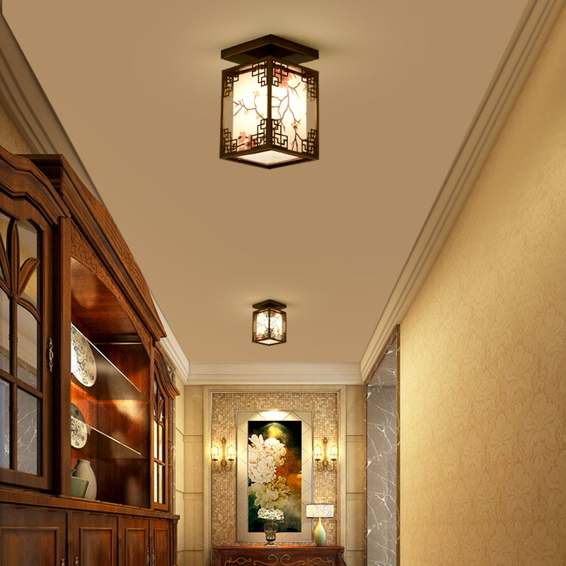 Fabric Close to Ceiling Lighting Rectangle Traditional Ceiling Flush Mount Light