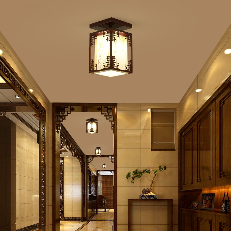 Fabric Close to Ceiling Lighting Rectangle Traditional Ceiling Flush Mount Light
