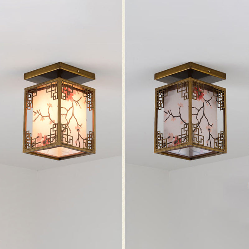 Fabric Close to Ceiling Lighting Rectangle Traditional Ceiling Flush Mount Light