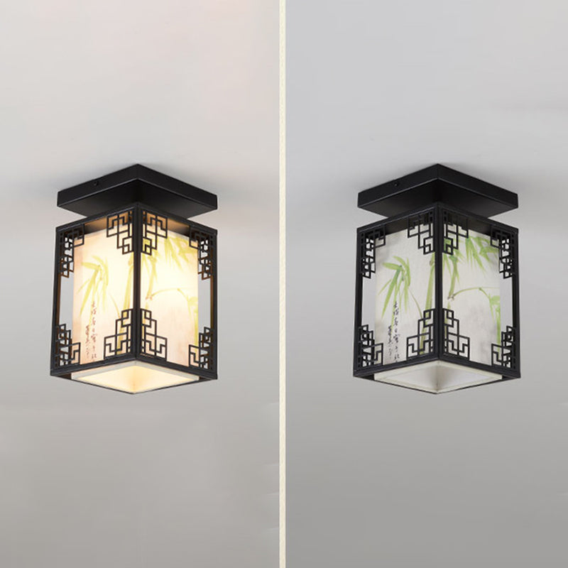 Fabric Close to Ceiling Lighting Rectangle Traditional Ceiling Flush Mount Light