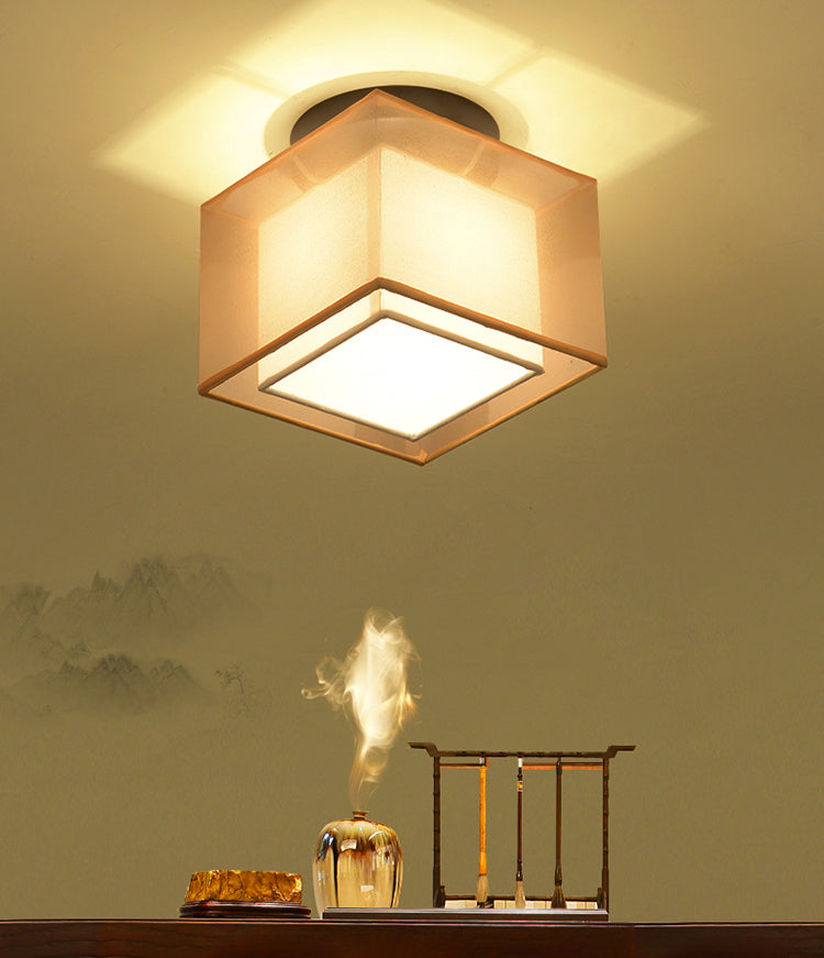 Gold Geometrical Ceiling Mounted Light Minimalist Fabric Aisle Ceiling Mount Light Fixture